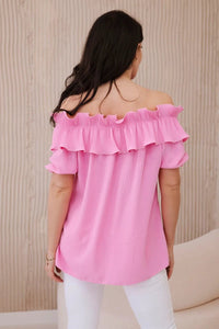 Spanish blouse with a decorative frill IT - 28 / – Light || Pink цвет / color | Lexline Fashion