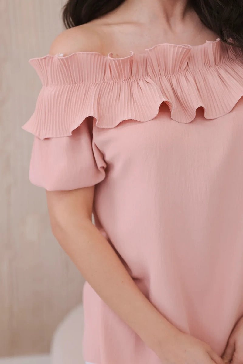 Spanish blouse with a decorative frill IT - 28 / – Powder цвет / color | Lexline Fashion