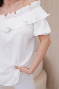 Spanish blouse with a decorative frill IT - 28 / – White цвет / color | Lexline Fashion