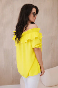 Spanish blouse with a decorative frill IT - 28 / – Yellow цвет / color | Lexline Fashion