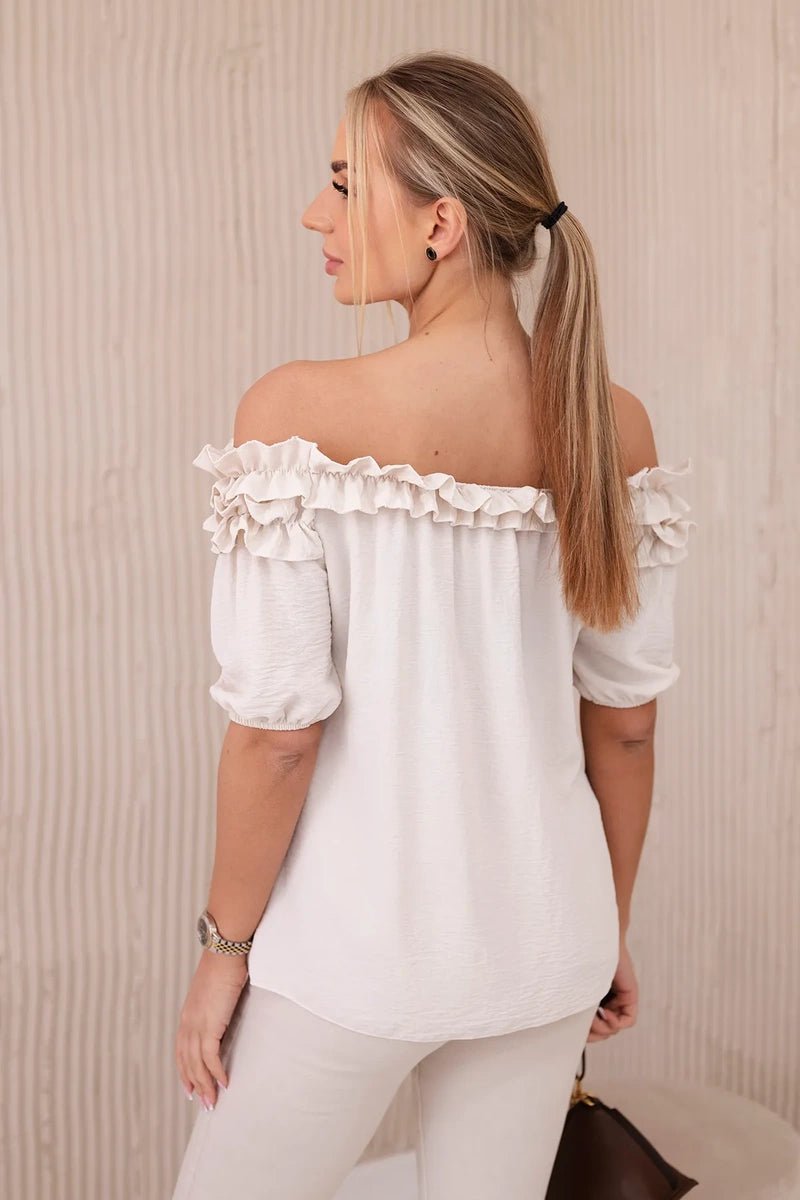 Spanish blouse with a small frill IT - 36 / – Beige цвет / color | Lexline Fashion