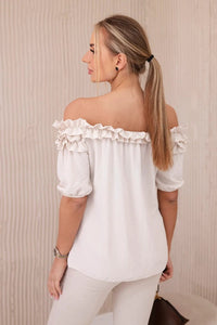 Spanish blouse with a small frill IT - 36 / – Beige цвет / color | Lexline Fashion