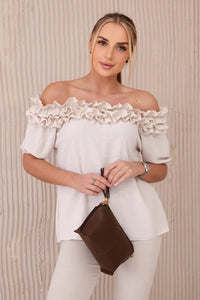 Spanish blouse with a small frill IT - 36 / – Beige цвет / color | Lexline Fashion
