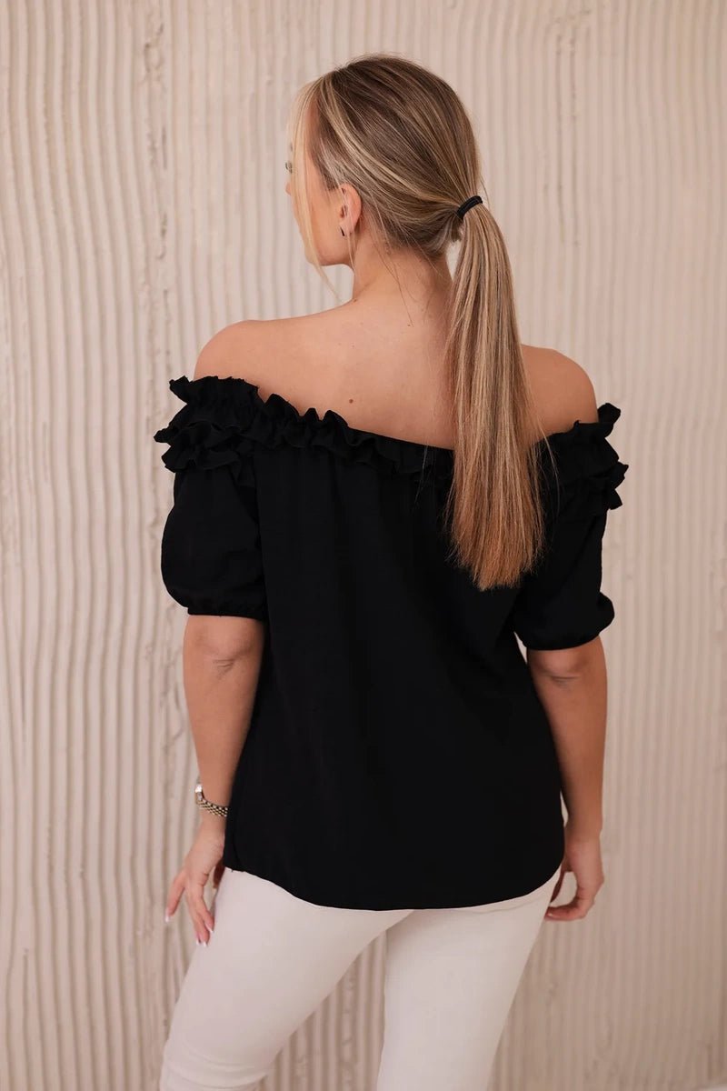 Spanish blouse with a small frill IT - 36 / – Black цвет / color | Lexline Fashion