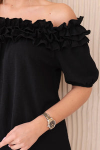 Spanish blouse with a small frill IT - 36 / – Black цвет / color | Lexline Fashion
