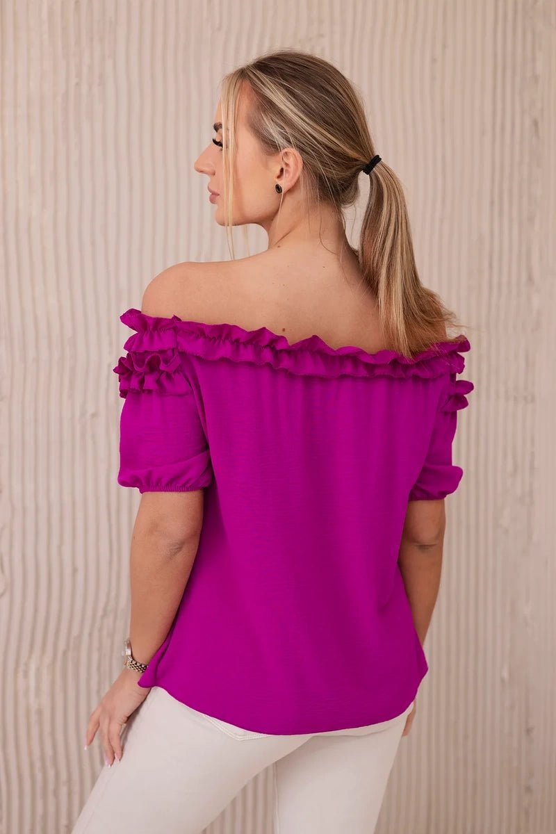 Spanish blouse with a small frill IT - 36 / – Dark || purple цвет / color | Lexline Fashion