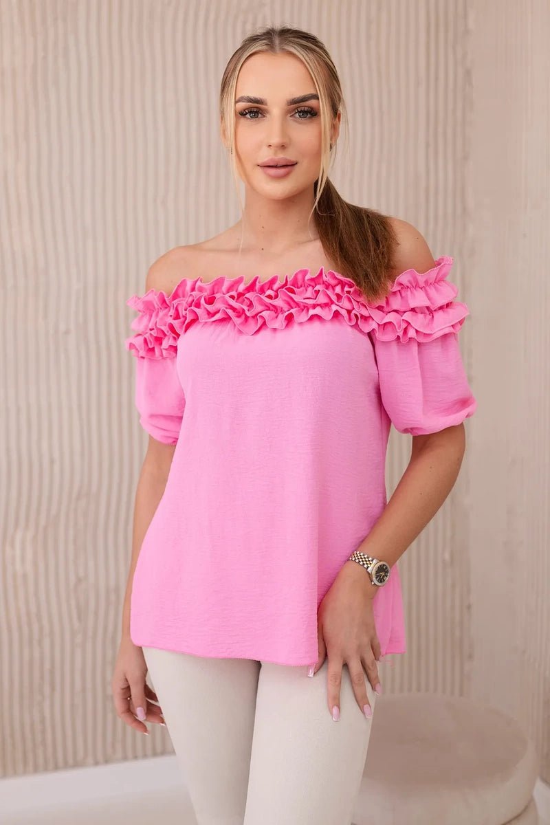 Spanish blouse with a small frill IT - 36 / – Light || Pink цвет / color | Lexline Fashion