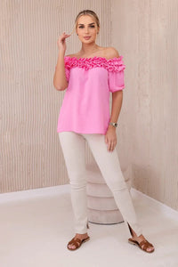 Spanish blouse with a small frill IT - 36 / – Light || Pink цвет / color | Lexline Fashion
