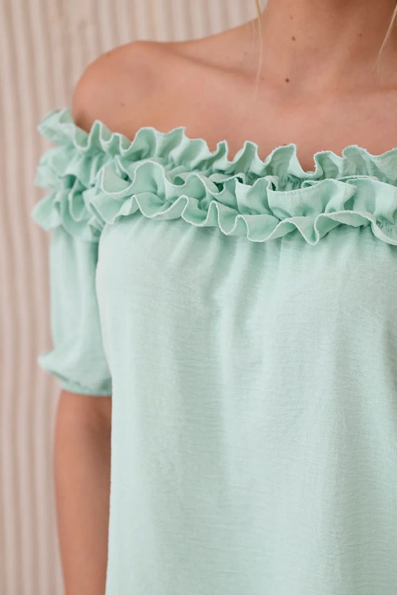 Spanish blouse with a small frill IT - 36 / – Mint цвет / color | Lexline Fashion