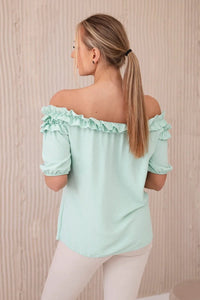 Spanish blouse with a small frill IT - 36 / – Mint цвет / color | Lexline Fashion