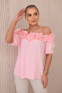 Spanish blouse with a small frill IT - 36 / – Powder цвет / color | Lexline Fashion