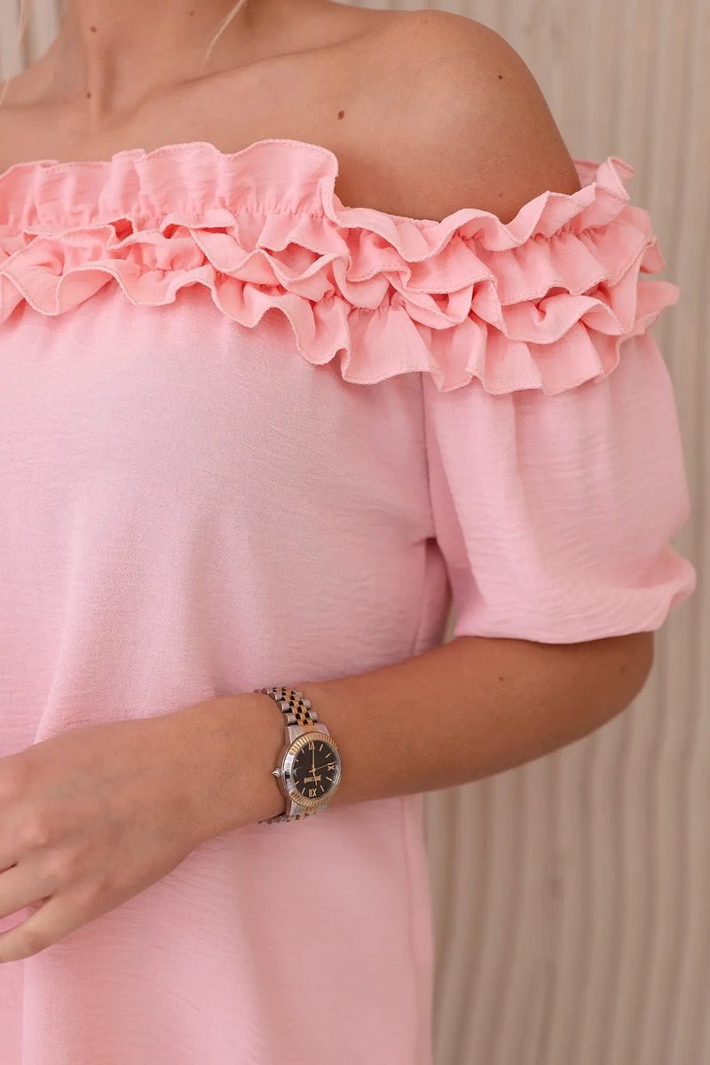 Spanish blouse with a small frill IT - 36 / – Powder цвет / color | Lexline Fashion