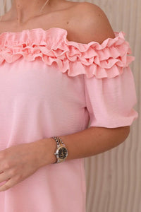 Spanish blouse with a small frill IT - 36 / – Powder цвет / color | Lexline Fashion