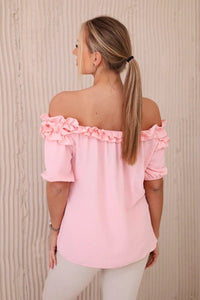Spanish blouse with a small frill IT - 36 / – Powder цвет / color | Lexline Fashion
