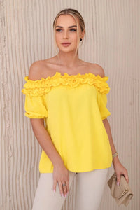 Spanish blouse with a small frill IT - 36 / – Yellow цвет / color | Lexline Fashion