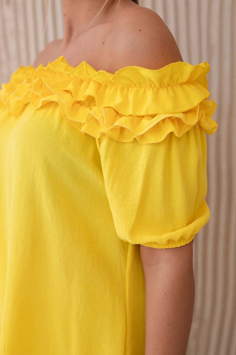 Spanish blouse with a small frill IT - 36 / – Yellow цвет / color | Lexline Fashion