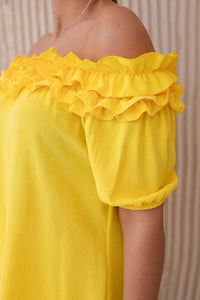 Spanish blouse with a small frill IT - 36 / – Yellow цвет / color | Lexline Fashion