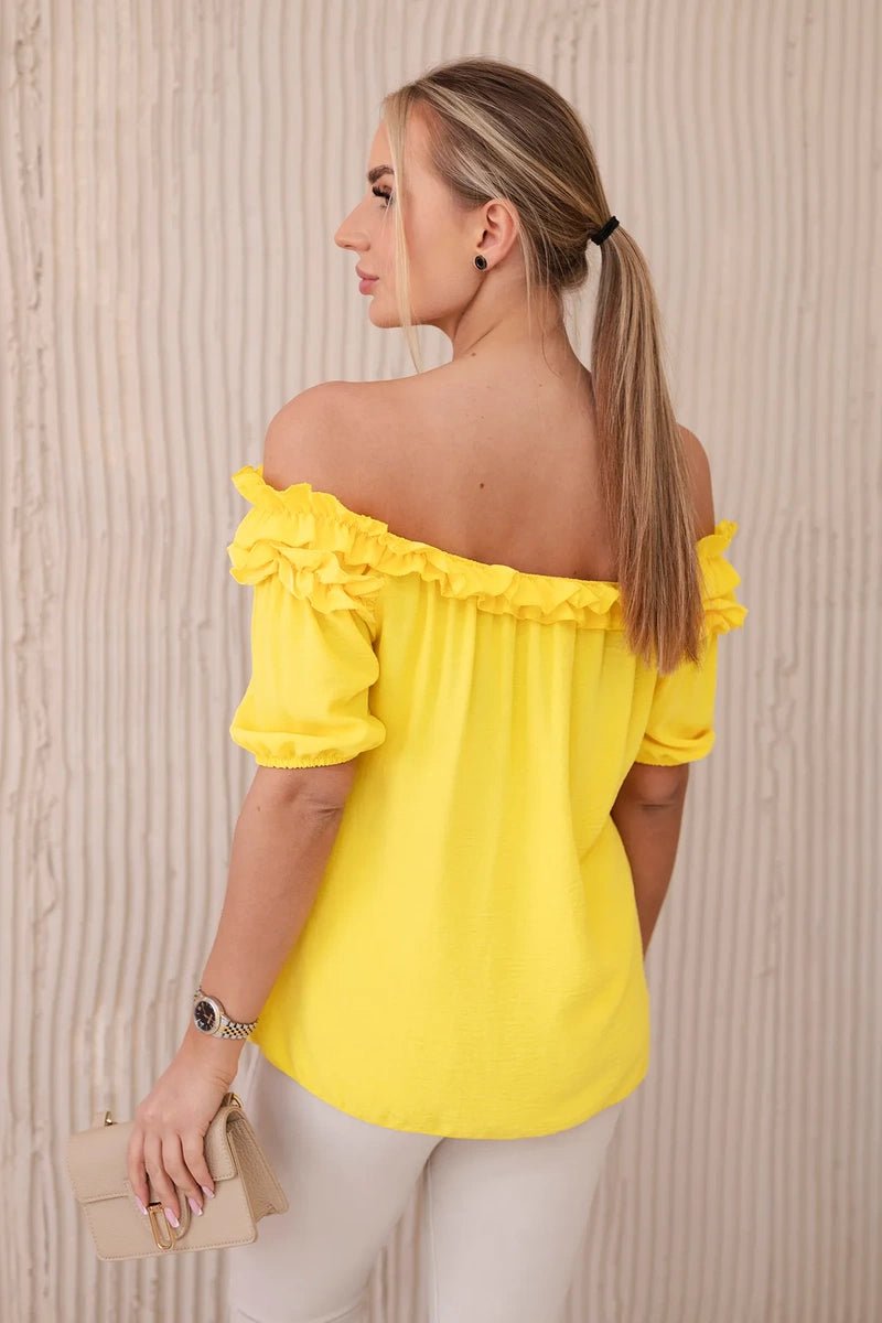Spanish blouse with a small frill IT - 36 / – Yellow цвет / color | Lexline Fashion