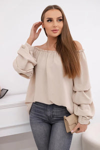 Spanish blouse with decorative sleeves IT - 15 / – Beige цвет / color | Lexline Fashion