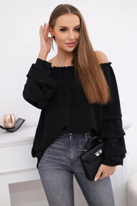 Spanish blouse with decorative sleeves IT - 15 / – Black цвет / color | Lexline Fashion