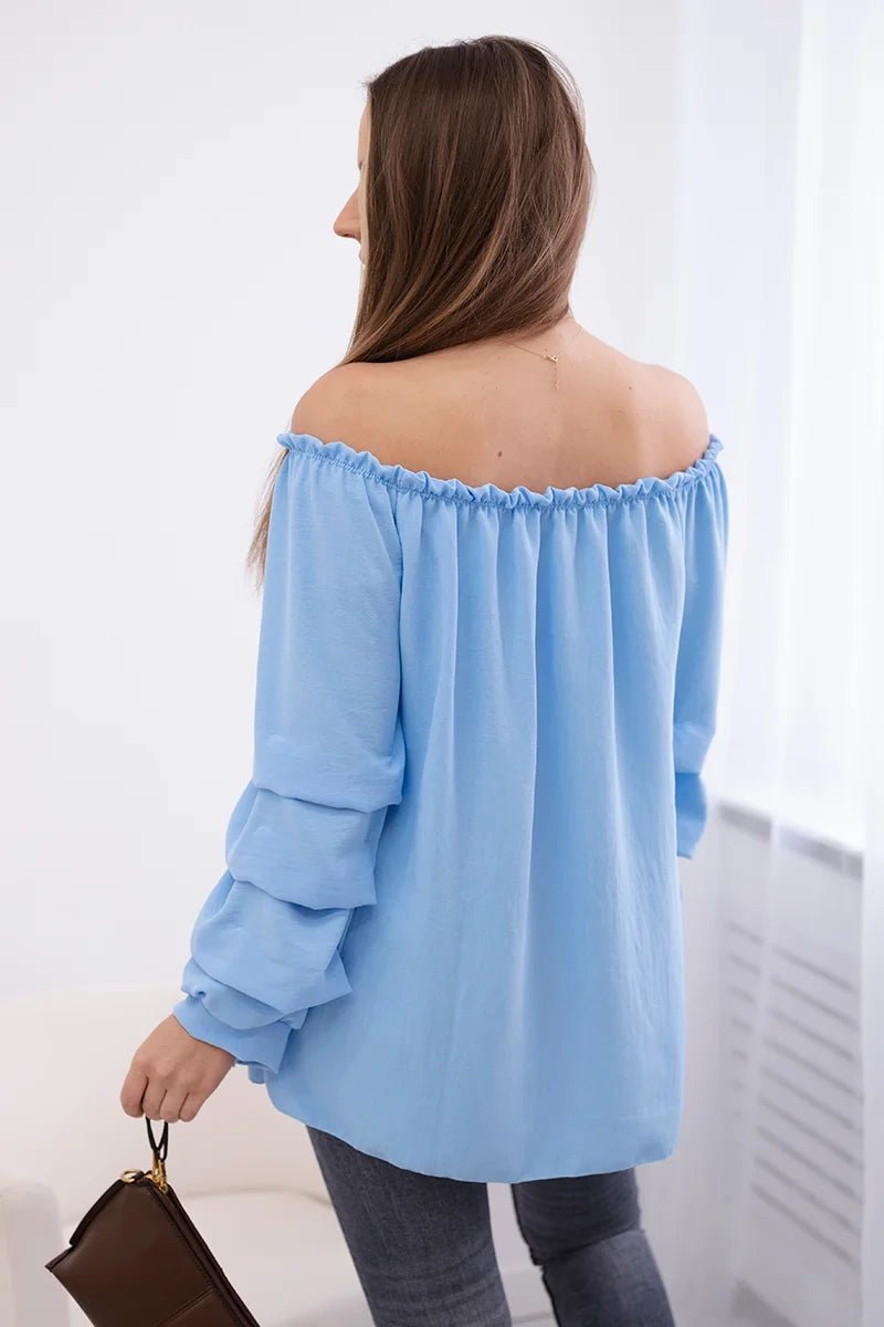 Spanish blouse with decorative sleeves IT - 15 / – Blue цвет / color | Lexline Fashion