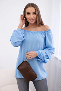 Spanish blouse with decorative sleeves IT - 15 / – Blue цвет / color | Lexline Fashion