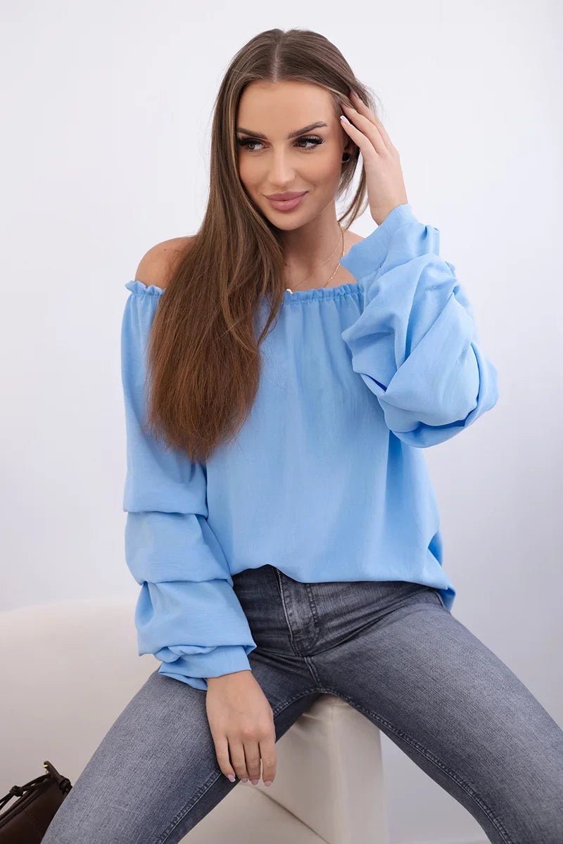 Spanish blouse with decorative sleeves IT - 15 / – Blue цвет / color | Lexline Fashion