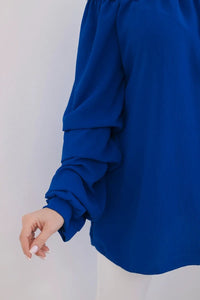 Spanish blouse with decorative sleeves IT - 15 / – Blue cornflower цвет / color | Lexline Fashion