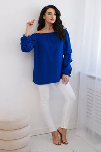 Spanish blouse with decorative sleeves IT - 15 / – Blue cornflower цвет / color | Lexline Fashion