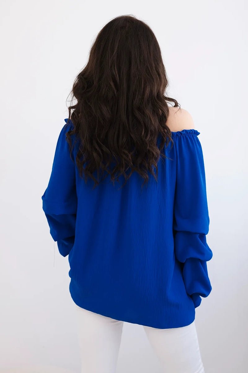 Spanish blouse with decorative sleeves IT - 15 / – Blue cornflower цвет / color | Lexline Fashion