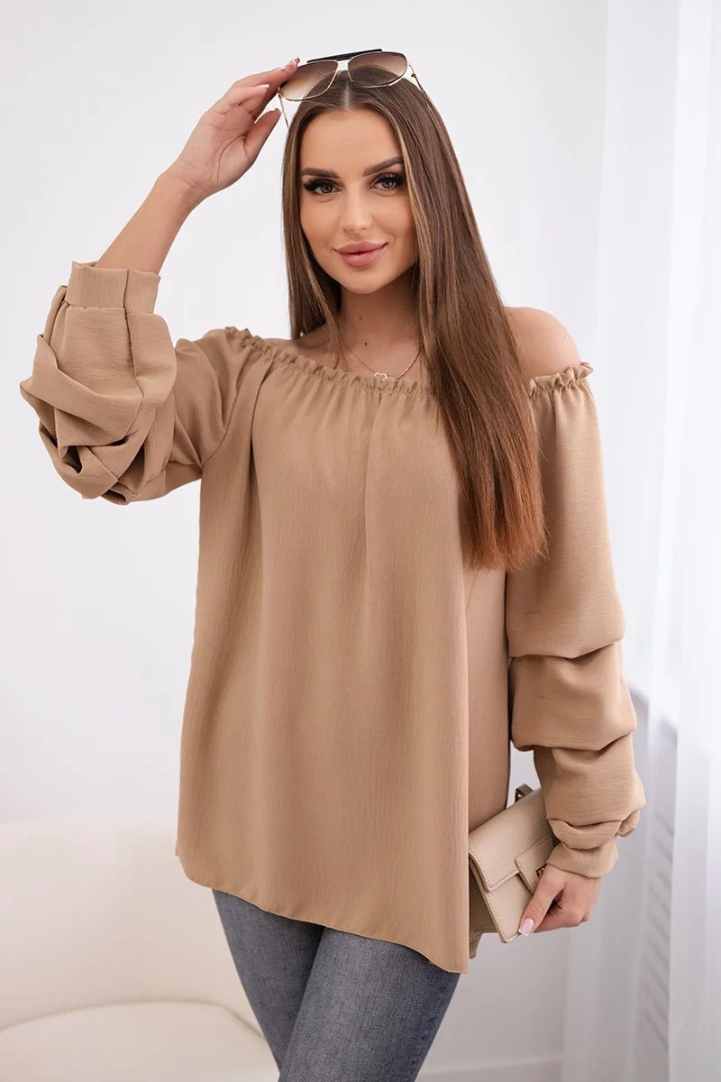 Spanish blouse with decorative sleeves IT - 15 / – Camel цвет / color | Lexline Fashion