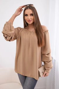 Spanish blouse with decorative sleeves IT - 15 / – Camel цвет / color | Lexline Fashion