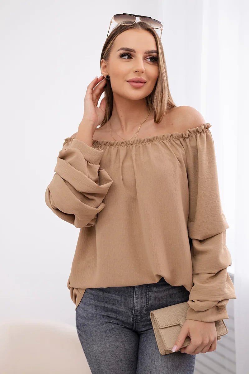 Spanish blouse with decorative sleeves IT - 15 / – Camel цвет / color | Lexline Fashion