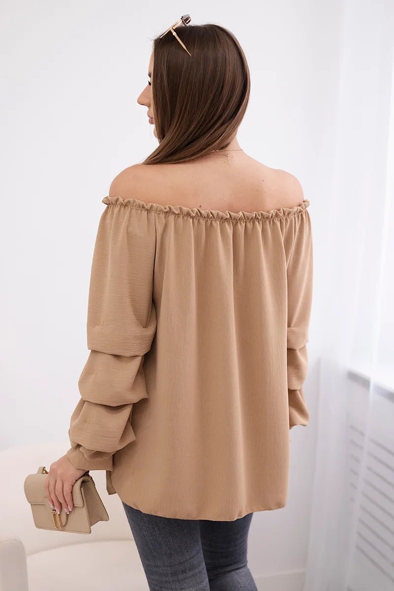 Spanish blouse with decorative sleeves IT - 15 / – Camel цвет / color | Lexline Fashion