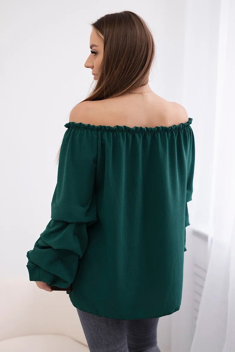 Spanish blouse with decorative sleeves IT - 15 / – Dark || green цвет / color | Lexline Fashion