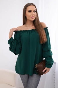 Spanish blouse with decorative sleeves IT - 15 / – Dark || green цвет / color | Lexline Fashion