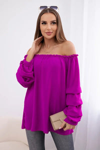Spanish blouse with decorative sleeves IT - 15 / – Dark || purple цвет / color | Lexline Fashion