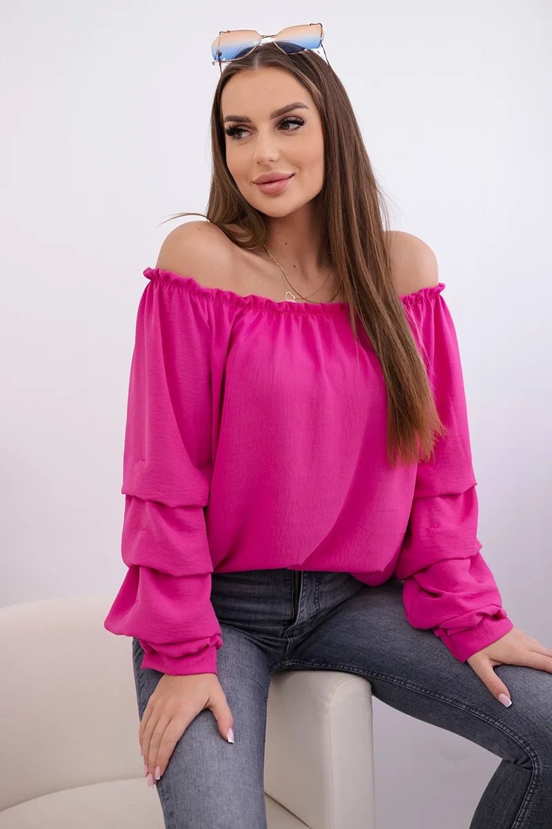 Spanish blouse with decorative sleeves IT - 15 / – Fuchsia цвет / color | Lexline Fashion