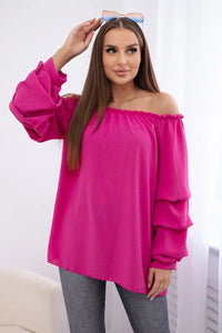 Spanish blouse with decorative sleeves IT - 15 / – Fuchsia цвет / color | Lexline Fashion