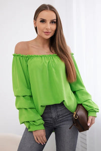 Spanish blouse with decorative sleeves IT - 15 / – Green || Light цвет / color | Lexline Fashion
