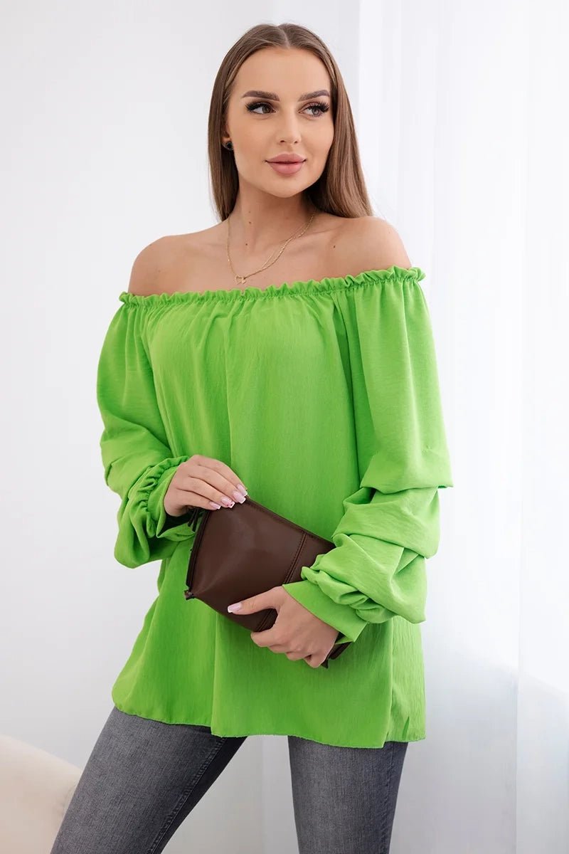 Spanish blouse with decorative sleeves IT - 15 / – Green || Light цвет / color | Lexline Fashion