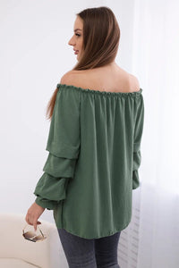 Spanish blouse with decorative sleeves IT - 15 / – Khaki цвет / color | Lexline Fashion