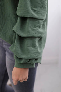 Spanish blouse with decorative sleeves IT - 15 / – Khaki цвет / color | Lexline Fashion