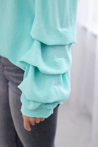 Spanish blouse with decorative sleeves IT - 15 / – Mint цвет / color | Lexline Fashion