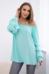 Spanish blouse with decorative sleeves IT - 15 / – Mint цвет / color | Lexline Fashion