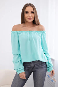 Spanish blouse with decorative sleeves IT - 15 / – Mint цвет / color | Lexline Fashion