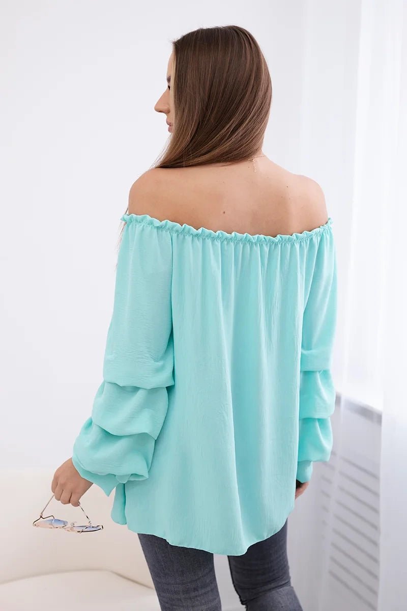 Spanish blouse with decorative sleeves IT - 15 / – Mint цвет / color | Lexline Fashion