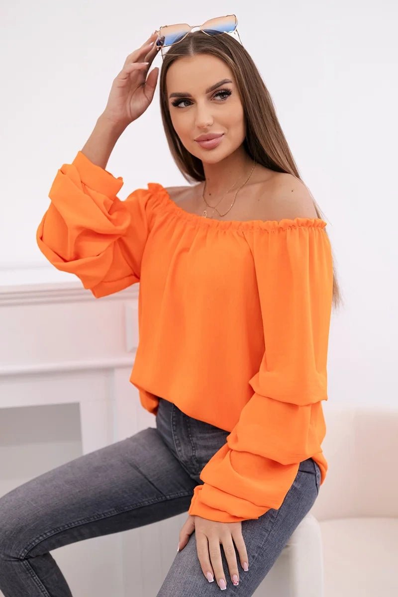 Spanish blouse with decorative sleeves IT - 15 / – Orange цвет / color | Lexline Fashion