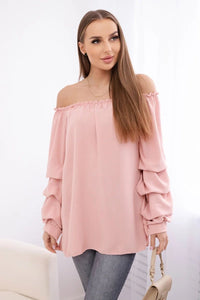 Spanish blouse with decorative sleeves IT - 15 / – Powder цвет / color | Lexline Fashion