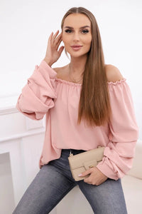 Spanish blouse with decorative sleeves IT - 15 / – Powder цвет / color | Lexline Fashion